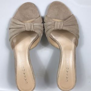 Low heel soft brown suede shoe